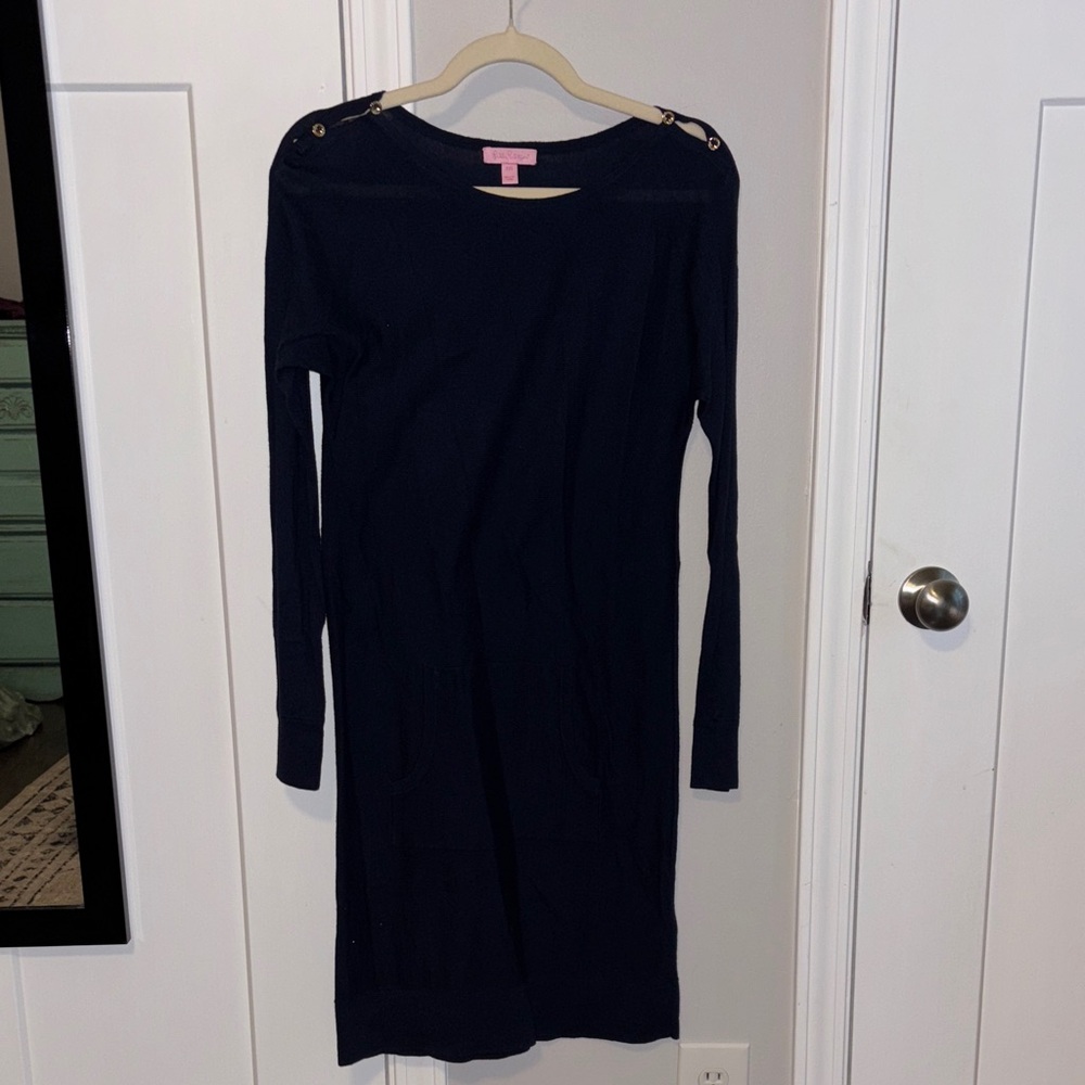 Lilly Pulitzer Navy Dress with Button Accents